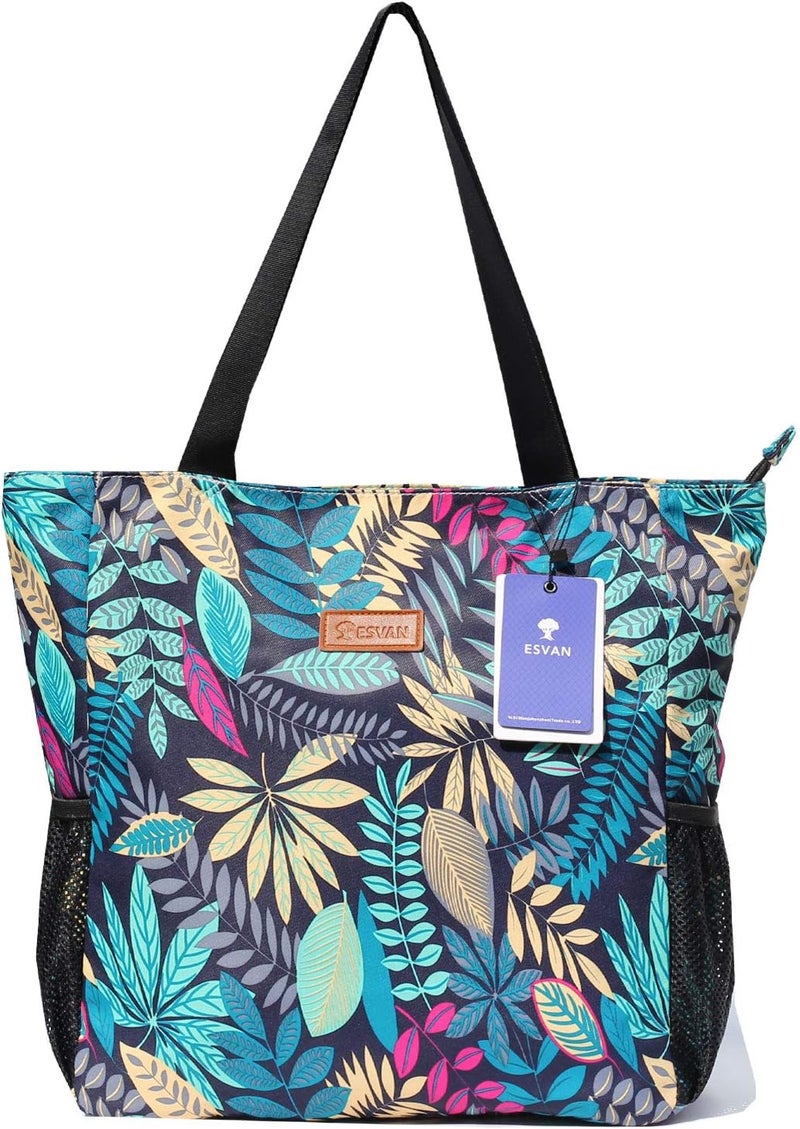 ESVAN Original Floral Water Resistant Large Tote Bag Shoulder Bag for Gym Beach Travel Daily Bags Upgraded - Image 3